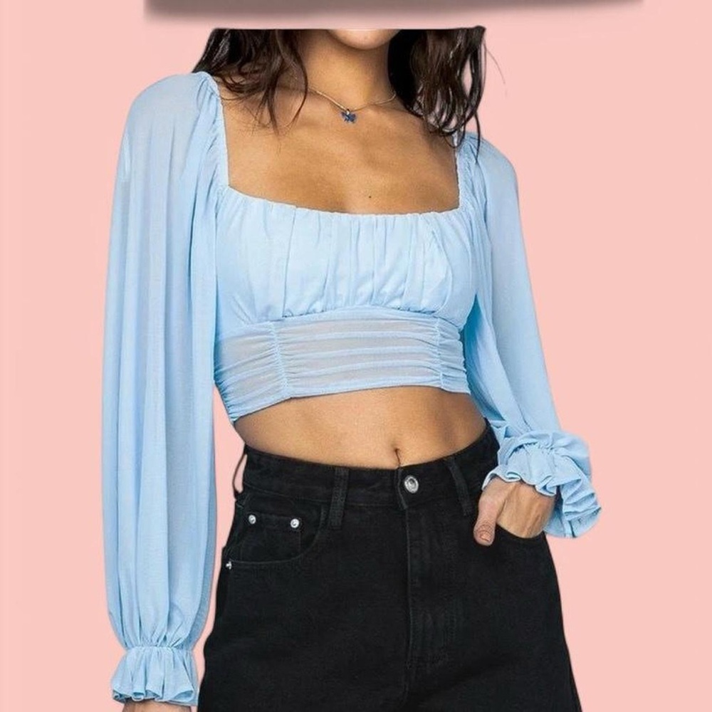 Princess Polly Sky Blue Crop Top